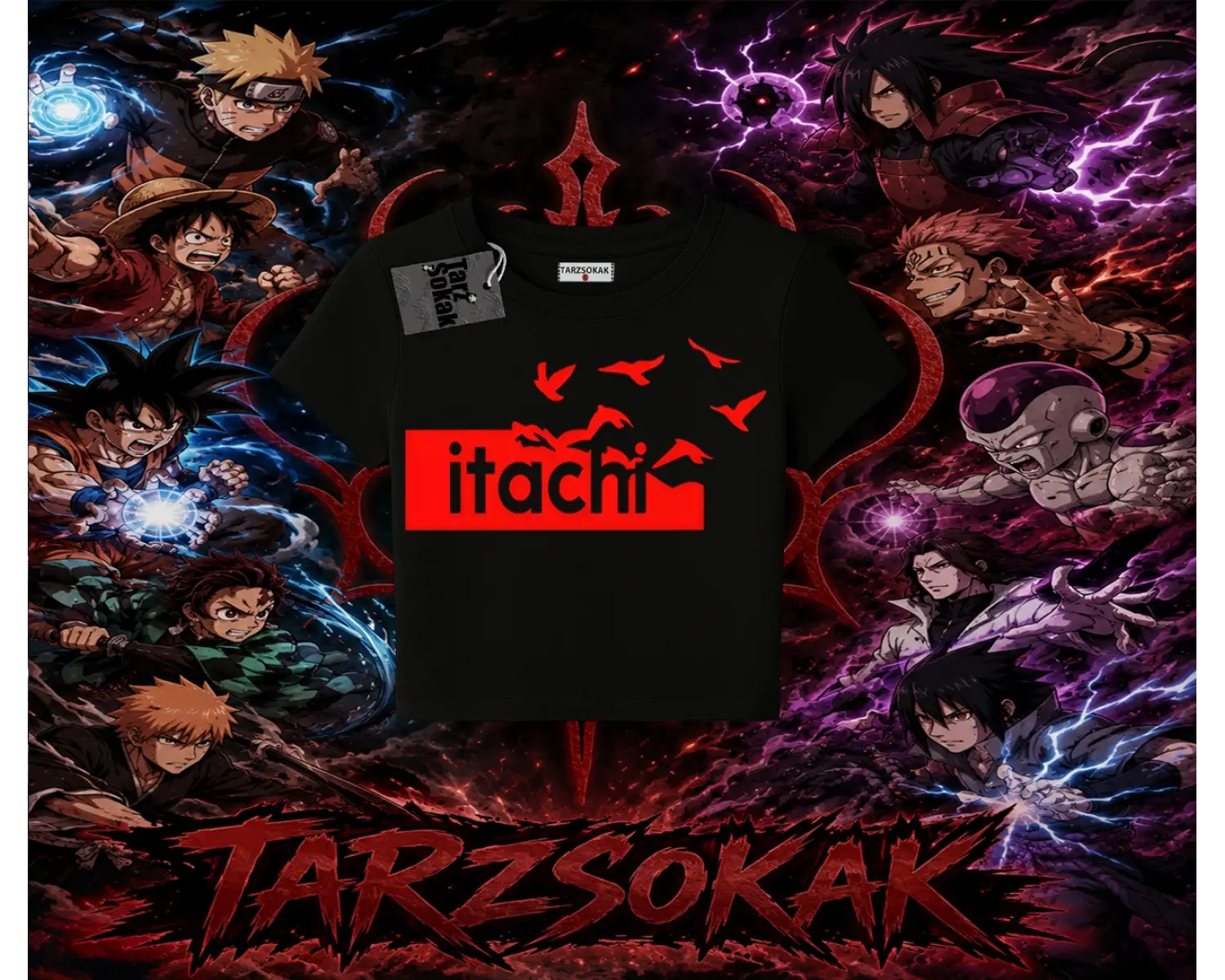 Itachi Uchiha Naruto Anime Karakteri Kadın Baby Tee Beyaz