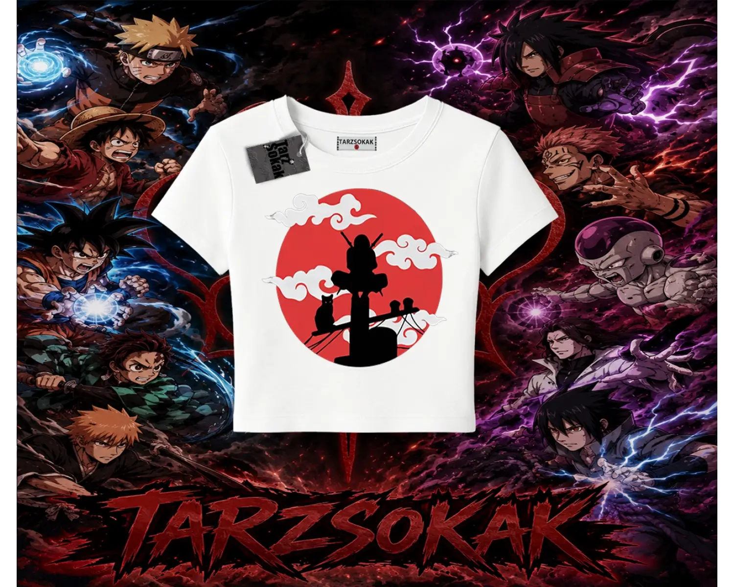 Itachi Uchiha Naruto Anime Karakteri Kadın Baby Tee Beyaz