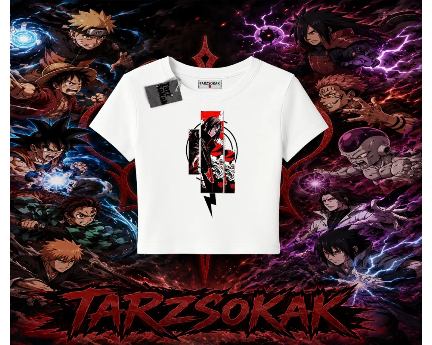 Itachi Uchiha Naruto Anime Karakteri Kadın Baby Tee Beyaz