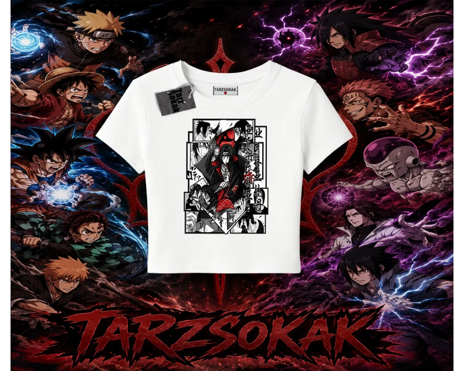 Itachi Uchiha Naruto Anime Karakteri Kadın Baby Tee Beyaz