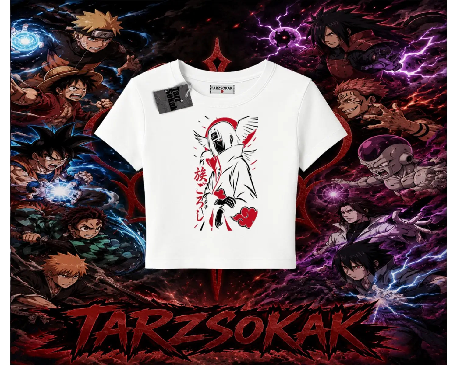 Itachi Uchiha Naruto Anime Karakteri Kadın Baby Tee Beyaz