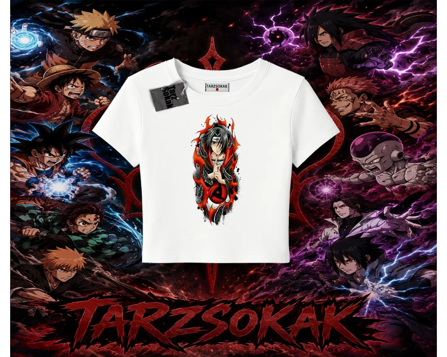 Itachi Uchiha Naruto Anime Karakteri Kadın Baby Tee Beyaz