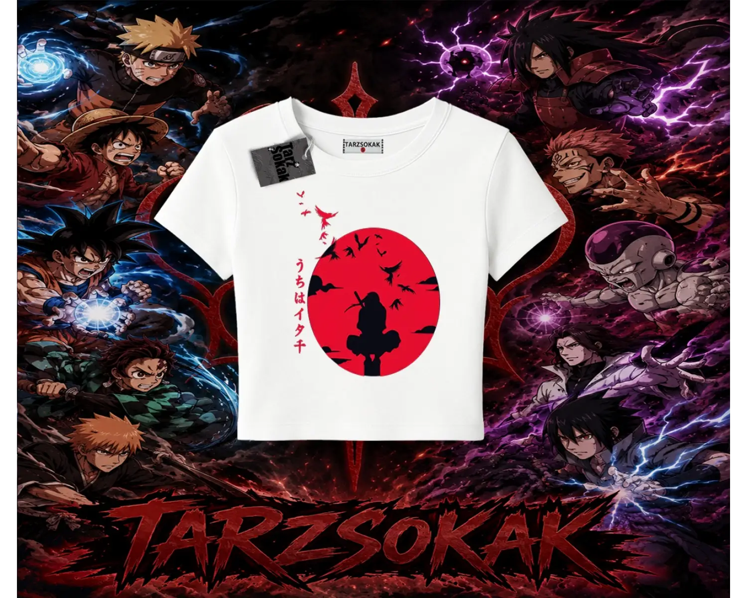 Itachi Uchiha Naruto Anime Karakteri Kadın Baby Tee Beyaz