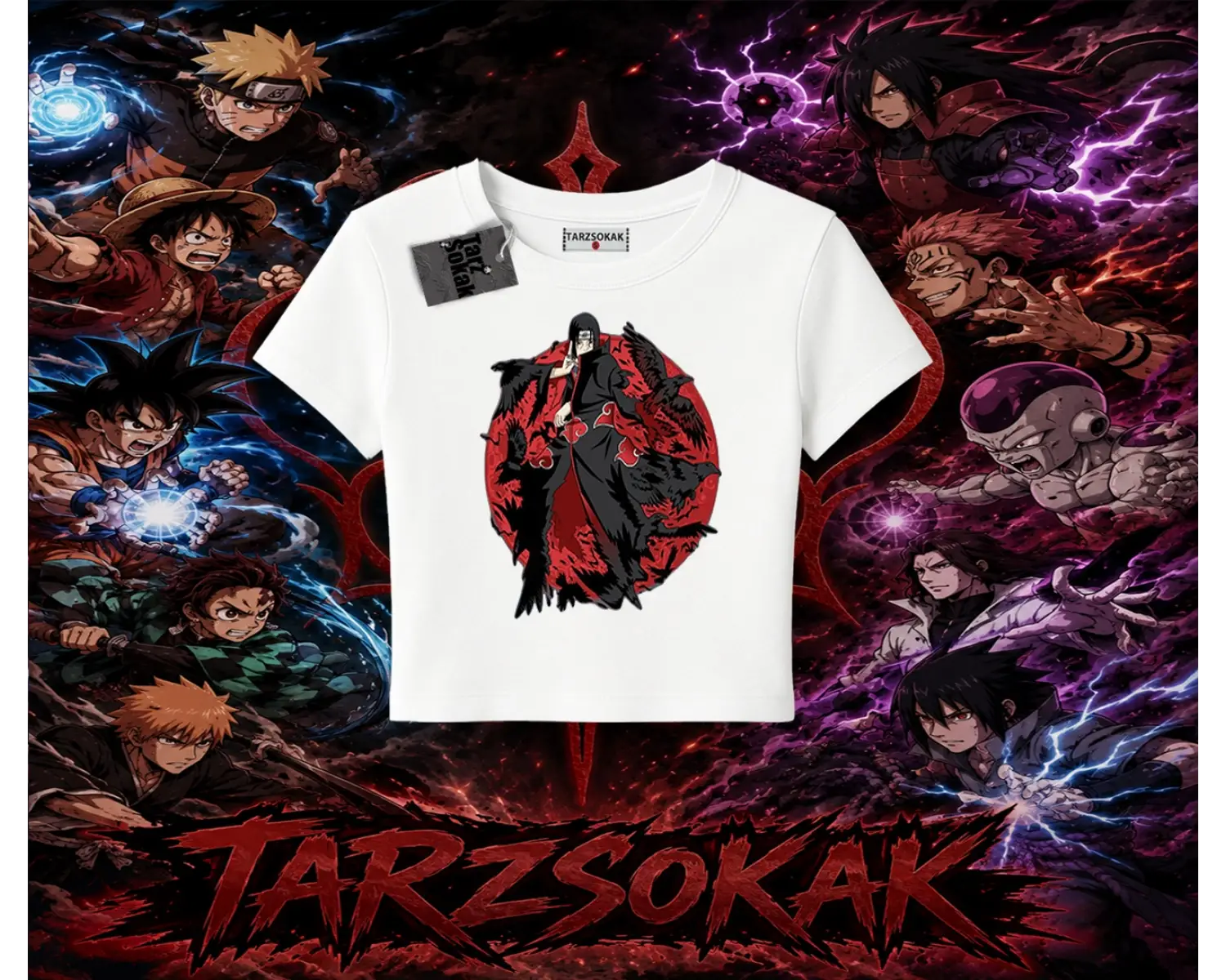 Itachi Uchiha Naruto Anime Karakteri Kadın Baby Tee Beyaz