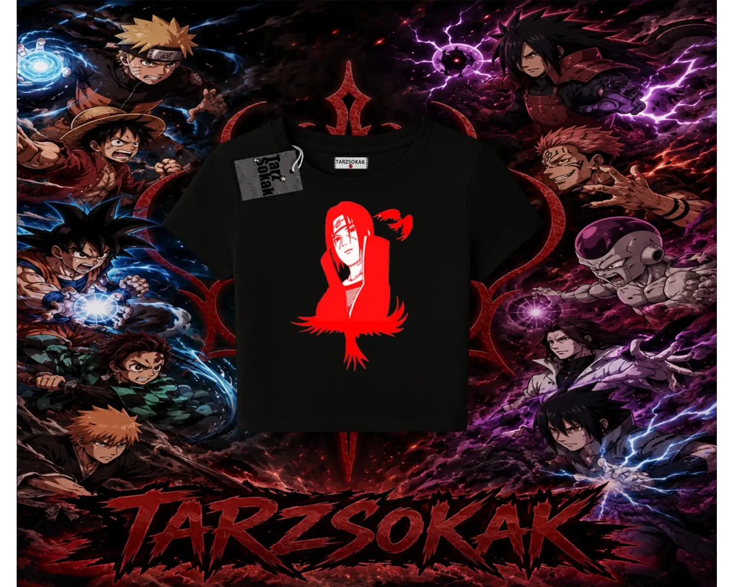 Itachi Uchiha Naruto Anime Karakteri Kadın Baby Tee Beyaz
