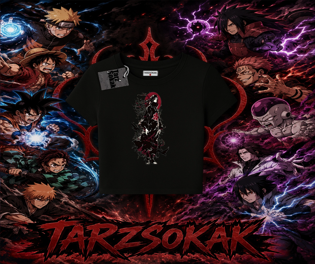 Itachi Uchiha Naruto Anime Karakteri Kadın Baby Tee Beyaz