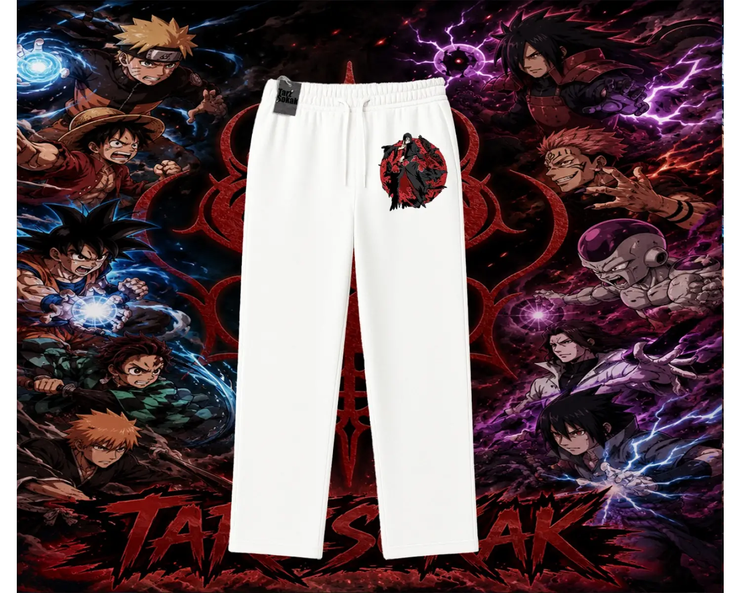 Itachi Uchiha Naruto Anime Karakteri Unisex Baggy Eşofman Altı Beyaz