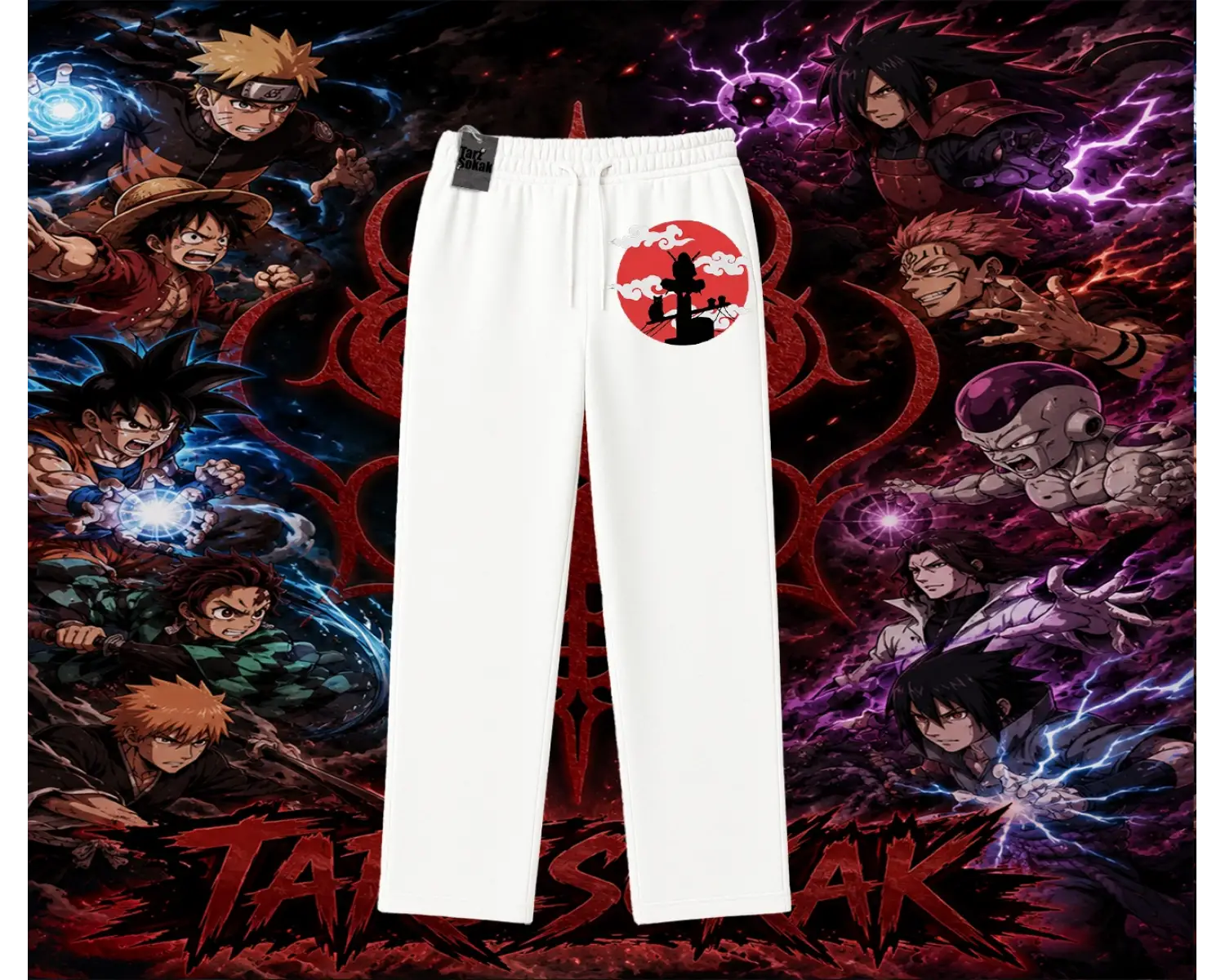 Itachi Uchiha Naruto Anime Karakteri Unisex Baggy Eşofman Altı Beyaz