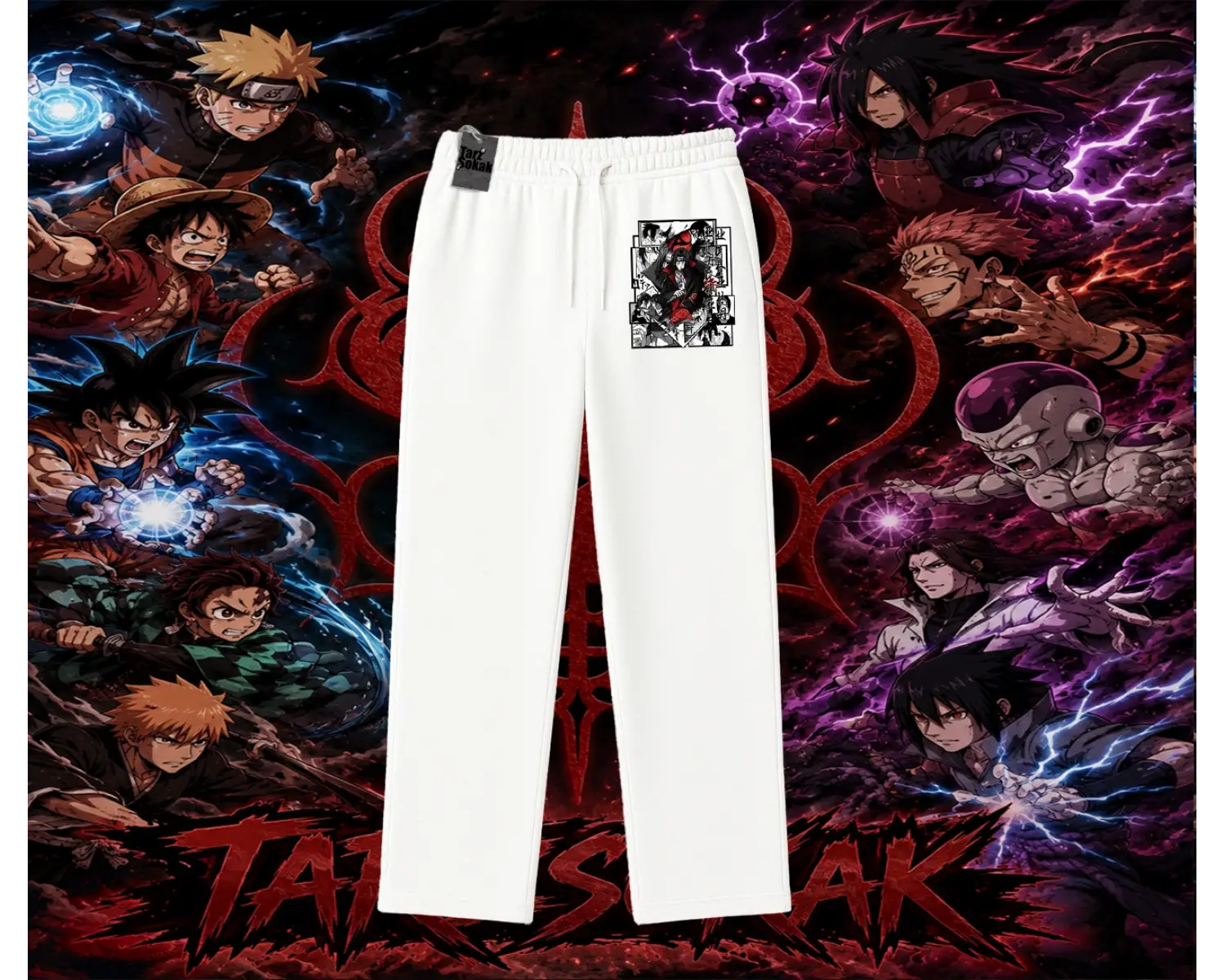 Itachi Uchiha Naruto Anime Karakteri Unisex Baggy Eşofman Altı Beyaz