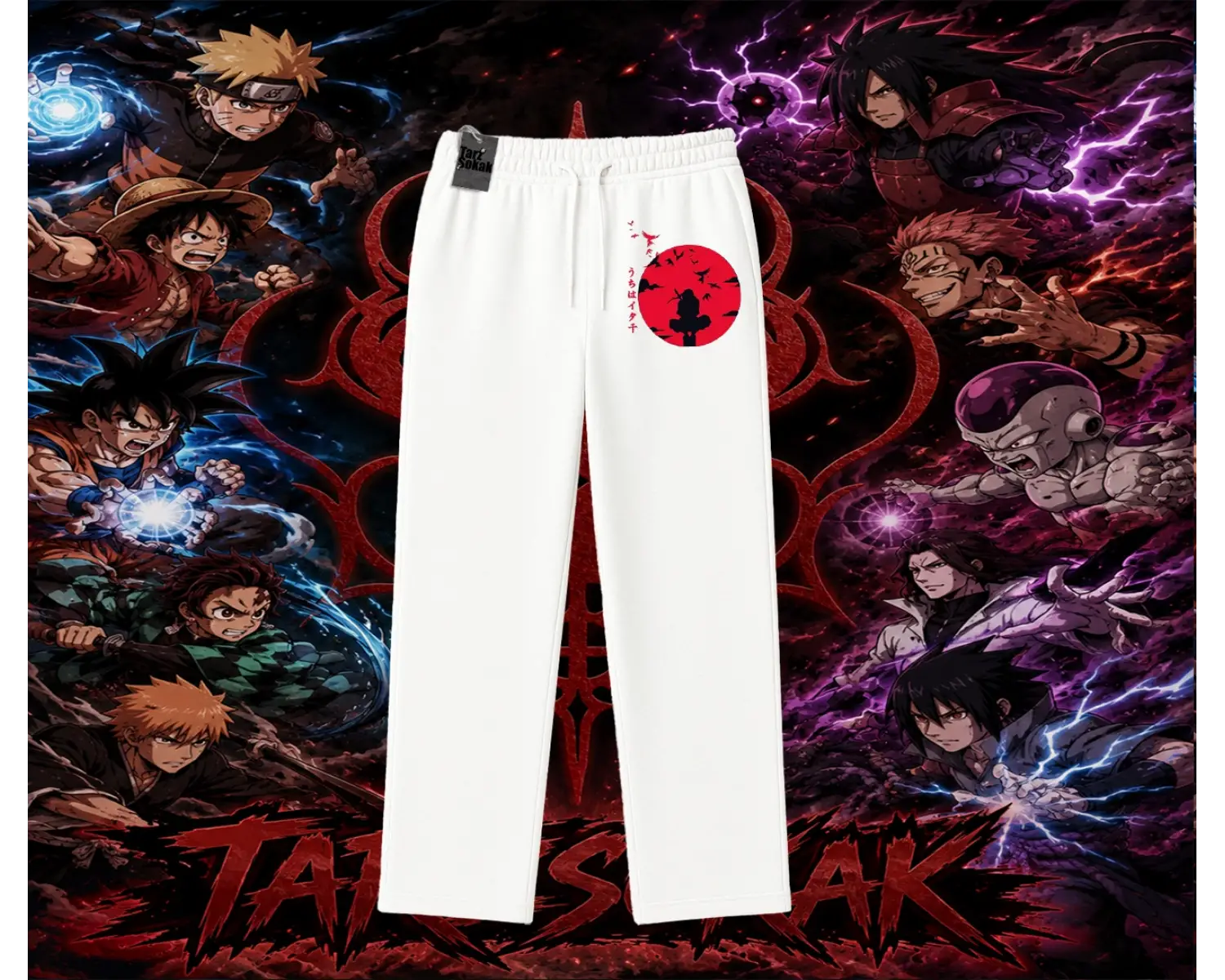 Itachi Uchiha Naruto Anime Karakteri Unisex Baggy Eşofman Altı Beyaz