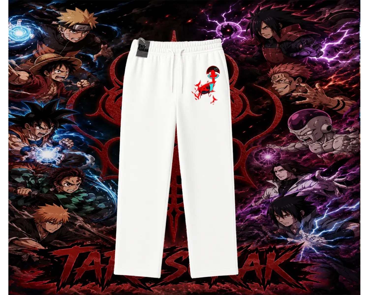 Itachi Uchiha Naruto Anime Karakteri Unisex Baggy Eşofman Altı Beyaz