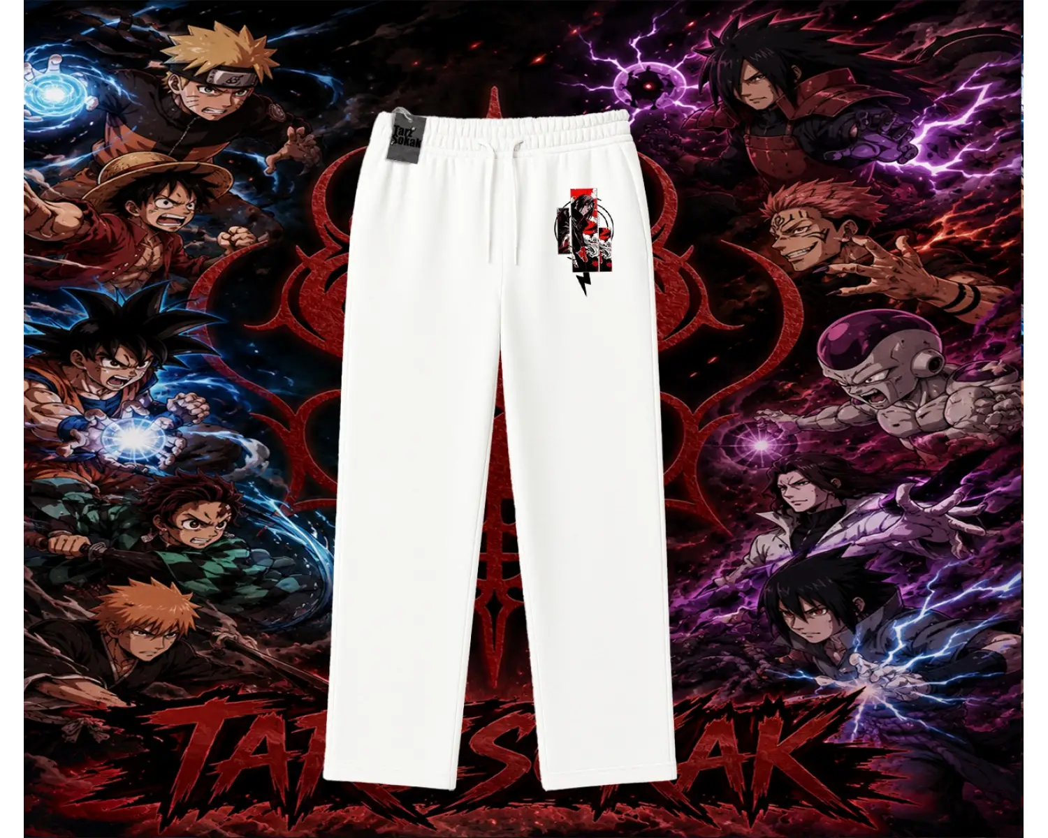 Itachi Uchiha Naruto Anime Karakteri Unisex Baggy Eşofman Altı Beyaz