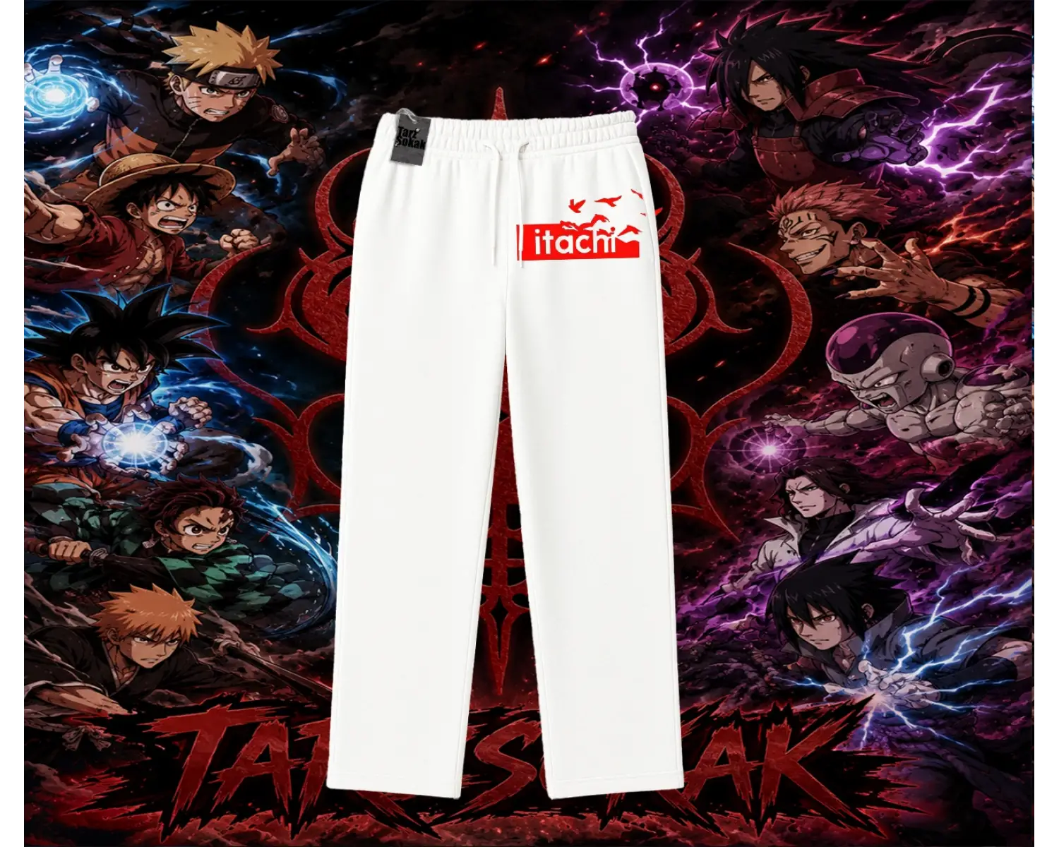 Itachi Uchiha Naruto Anime Karakteri Unisex Baggy Eşofman Altı Beyaz