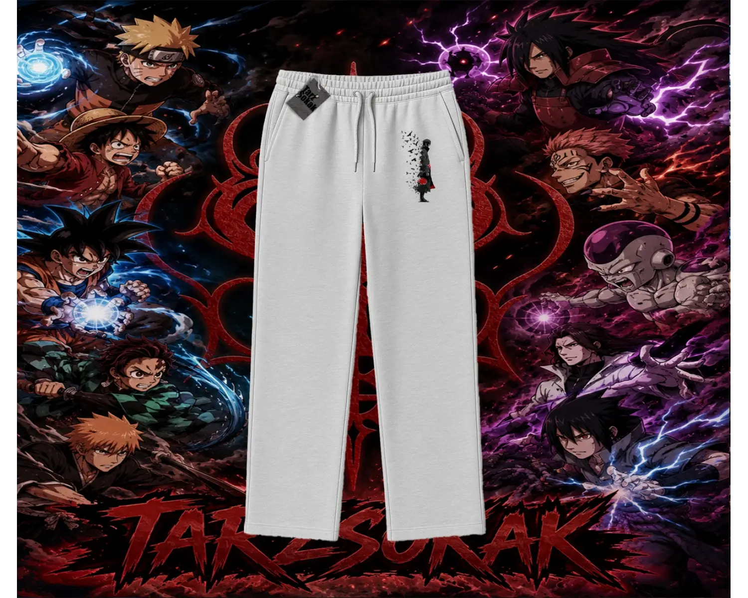 Itachi Uchiha Naruto Anime Karakteri Unisex Baggy Eşofman Altı Beyaz