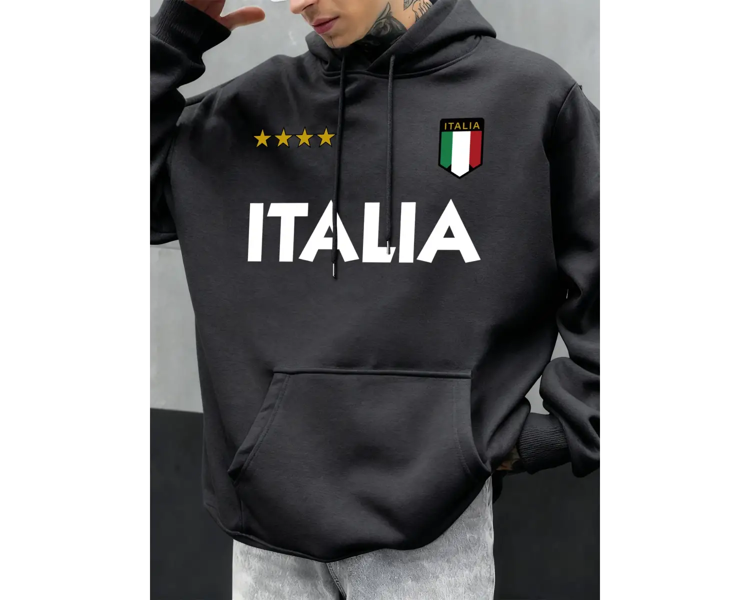 İtalya İtalyan Bayrağı Tasarım Erkekler Hoodie Polar Kapüşonlular Cep Yumuşak Hoody Sonbahar