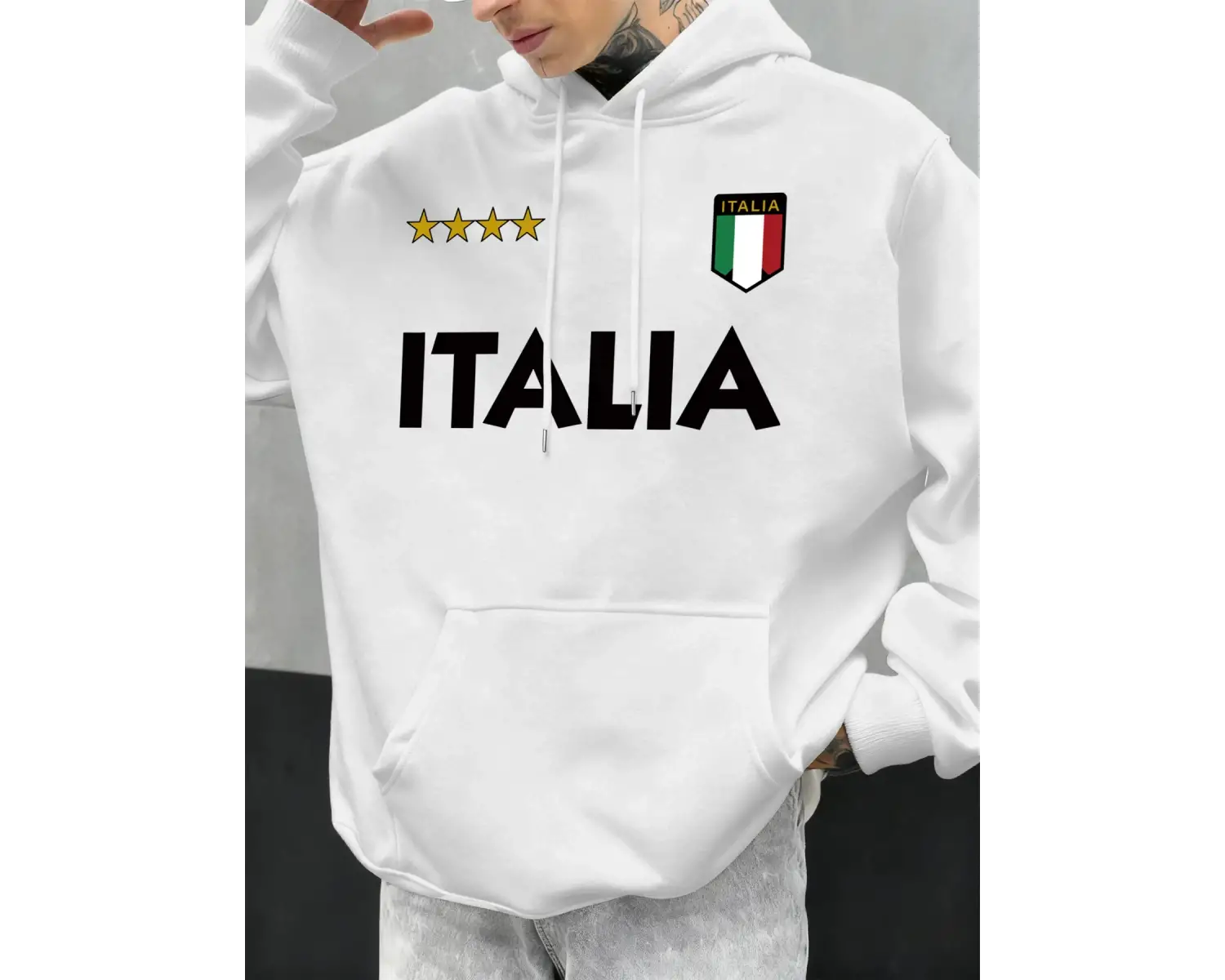 İtalya İtalyan Bayrağı Tasarım Erkekler Hoodie Polar Kapüşonlular Cep Yumuşak Hoody Sonbahar