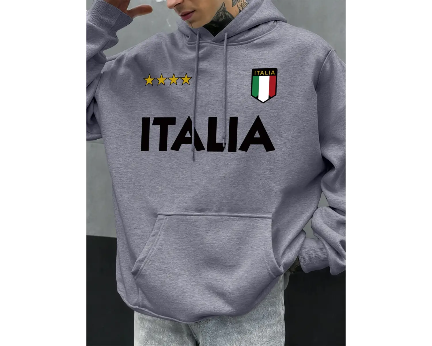 İtalya İtalyan Bayrağı Tasarım Erkekler Hoodie Polar Kapüşonlular Cep Yumuşak Hoody Sonbahar