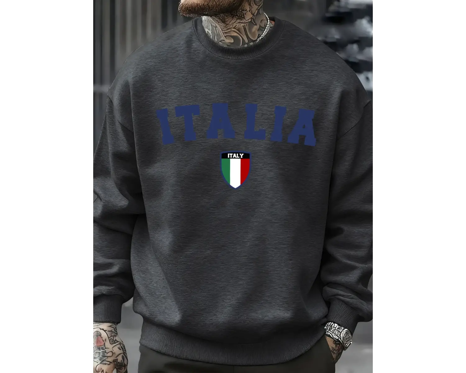 İtalya Mektup Ulusal Bayrak Rozeti Baskılı Erkek Kazaklar Polar Kazak Sokak Rahat Spor Giyim