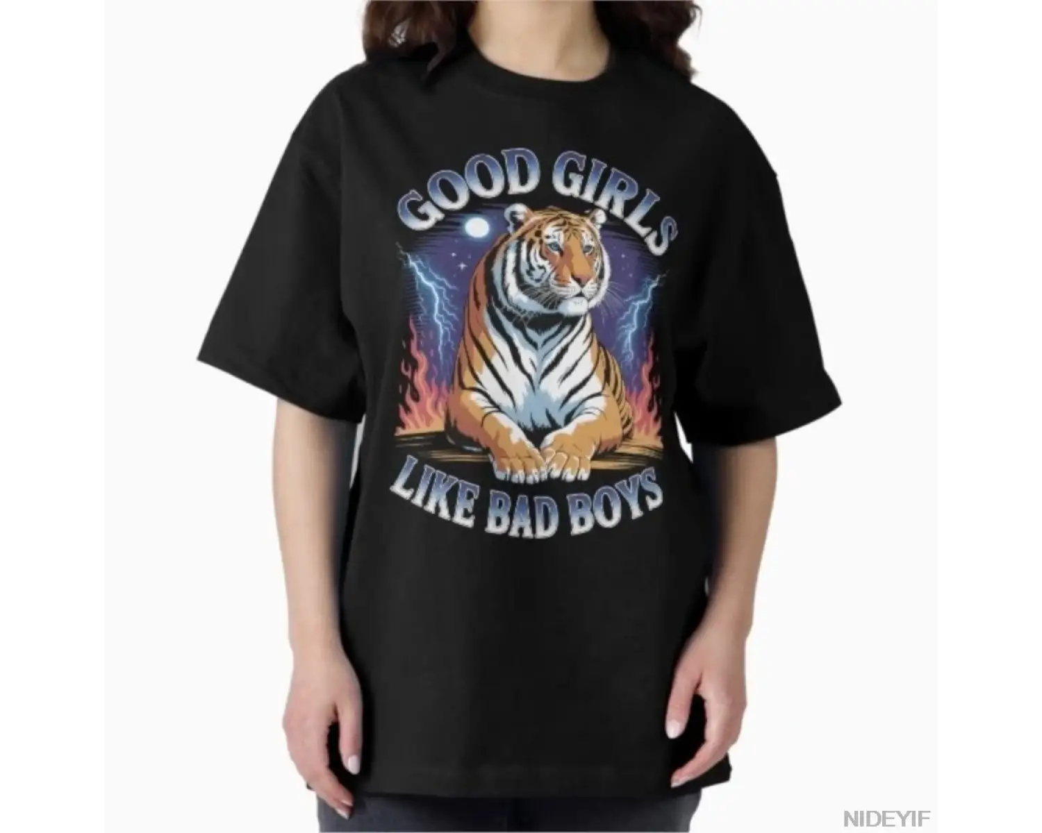 İyi Kızlar Kötü Çocukları Seviyor Komik Kedi Meme T-shirt Erkekler Kadınlar Için % 100% Pamuk