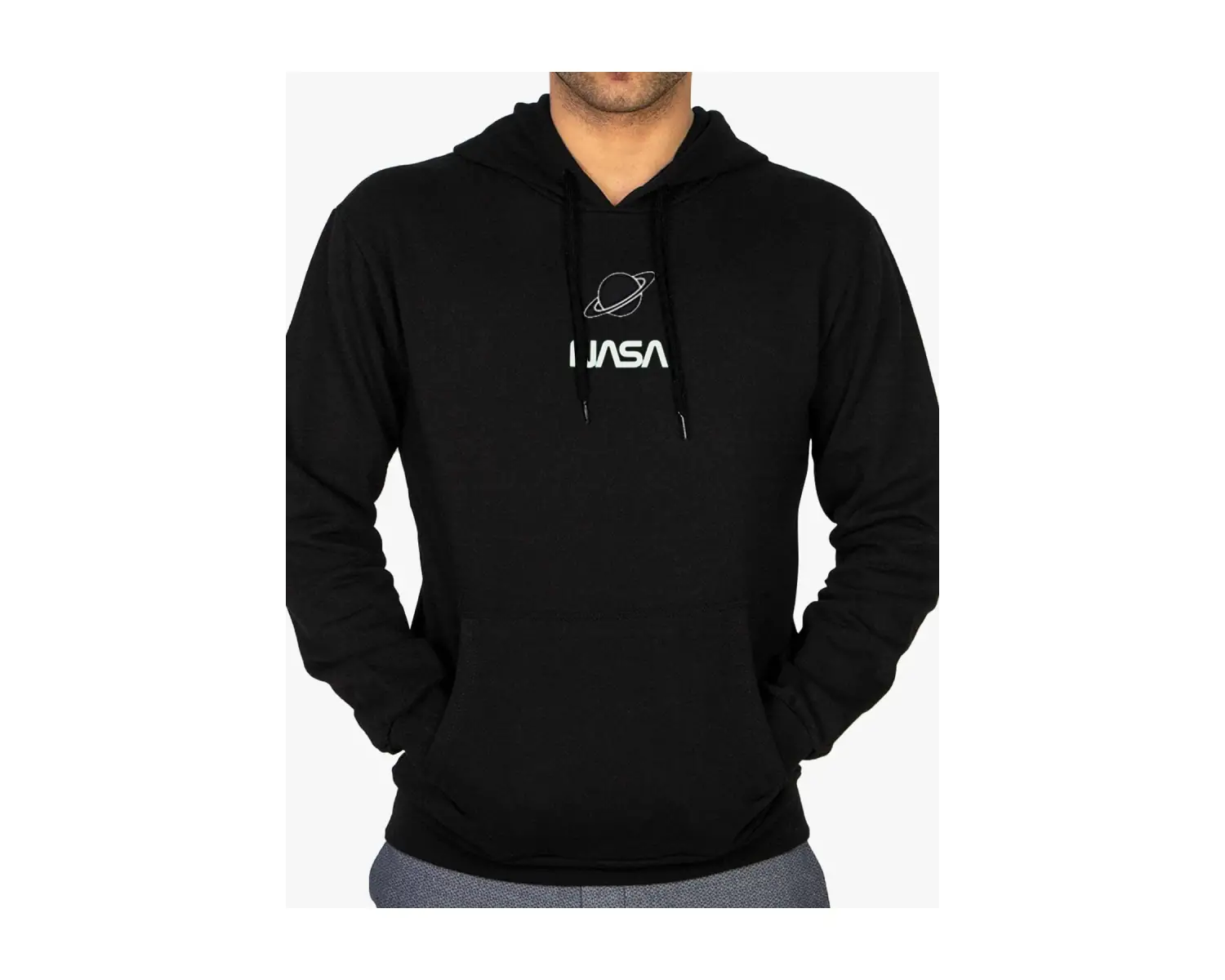 Jackalco 2 Iplik Iç Pamuklu Tam Kalıp Baskılı Hoodie Siyah