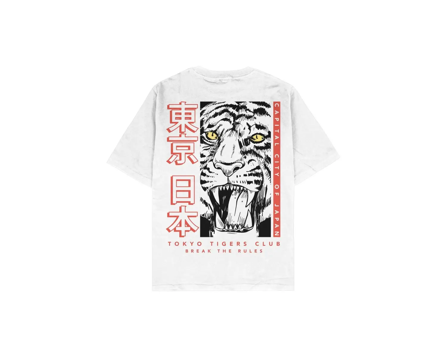 Japan Tiger Beyaz Oversize Unisex T-shirt