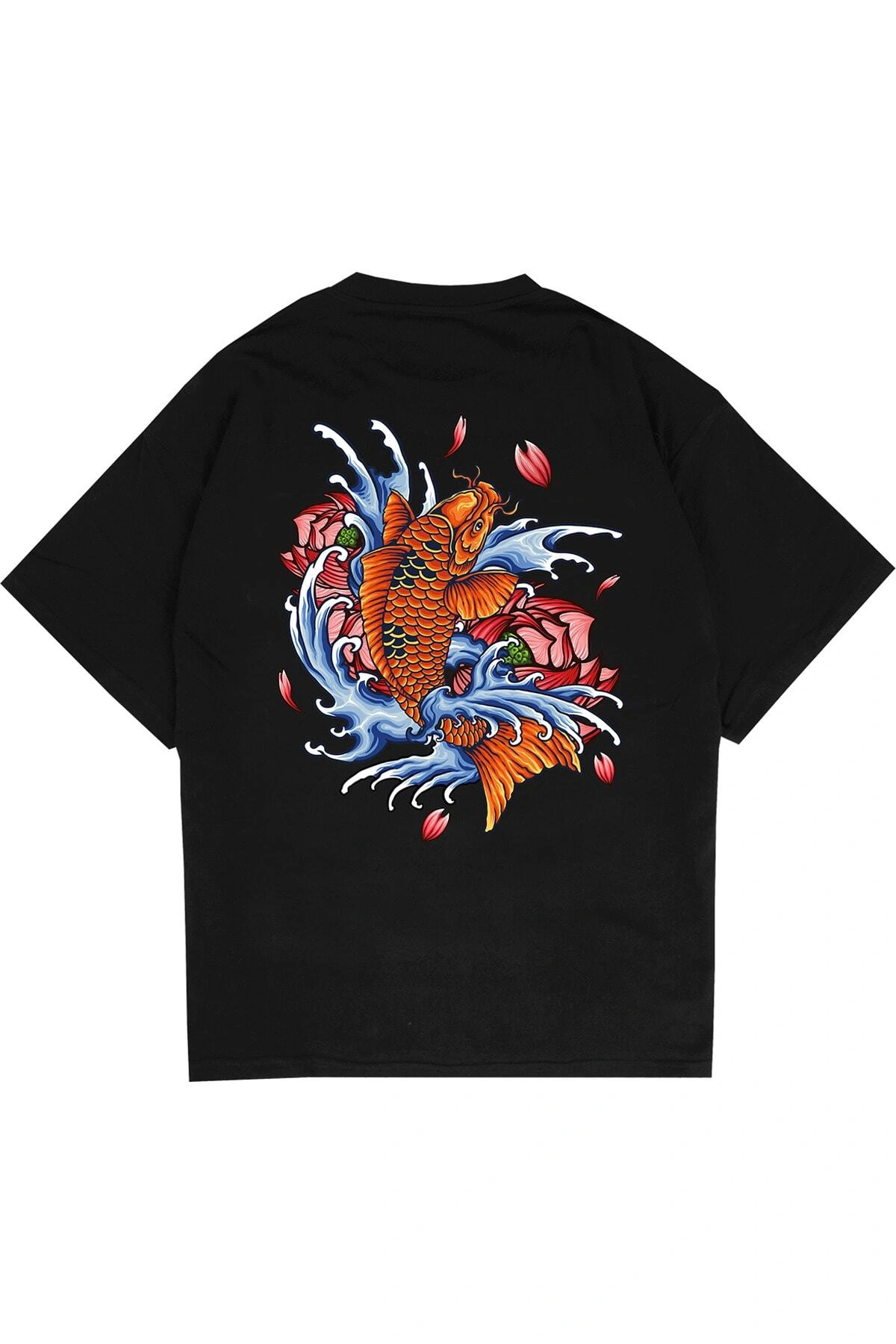 Japanese Fish Beyaz Oversize Unisex T-shirt