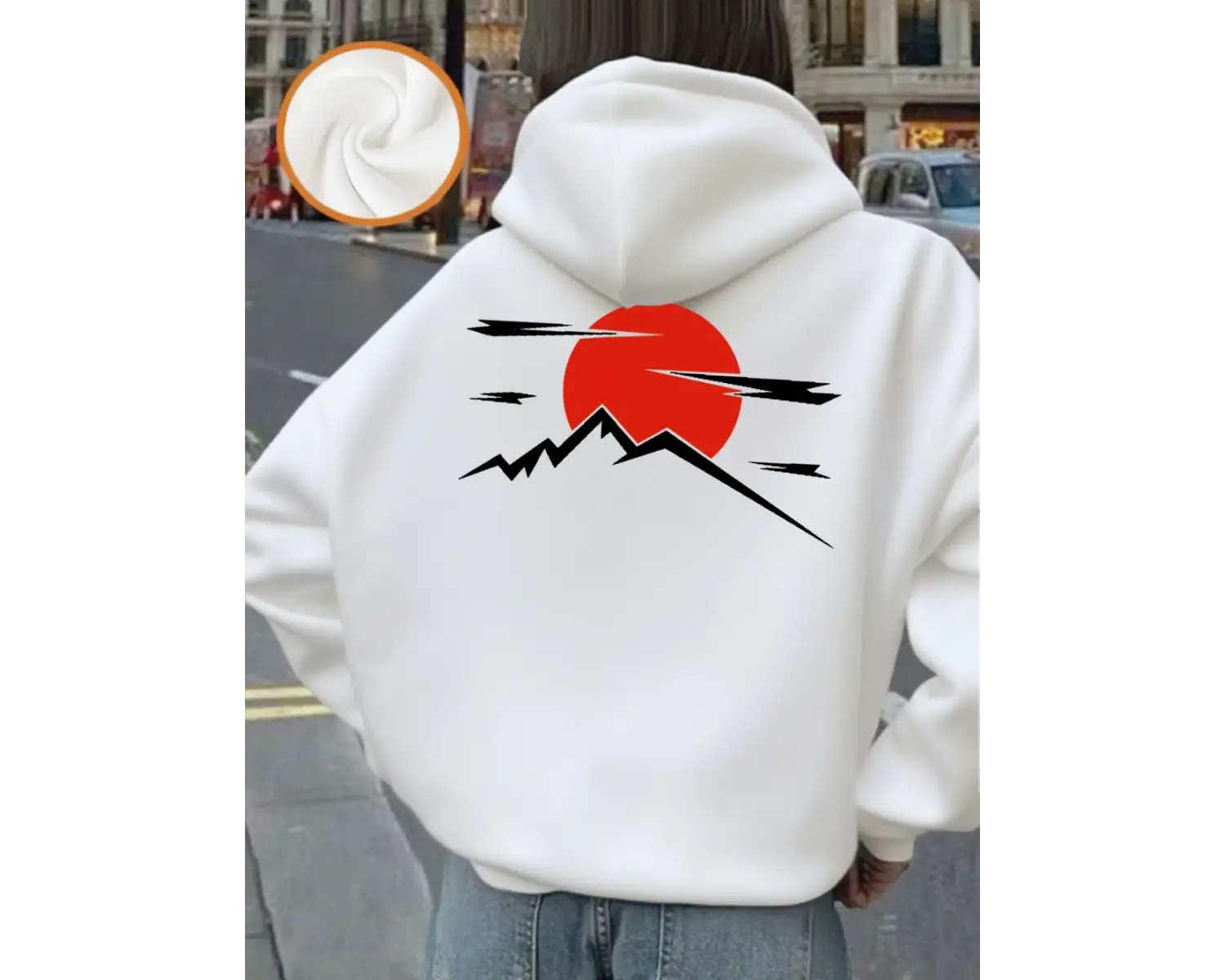 Japon Harajuku Güneş Baskı Hoodie Kadın Kış Polar Sıcak Kazaklar Temel Cep Tişörtü Rahat Gevş