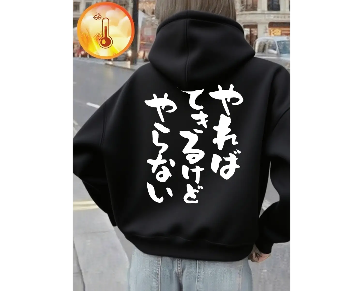 Japon kaligrafi karakterleri baskı kapüşonlular kadın cep yumuşak tişörtü sokak gevşek kazakl