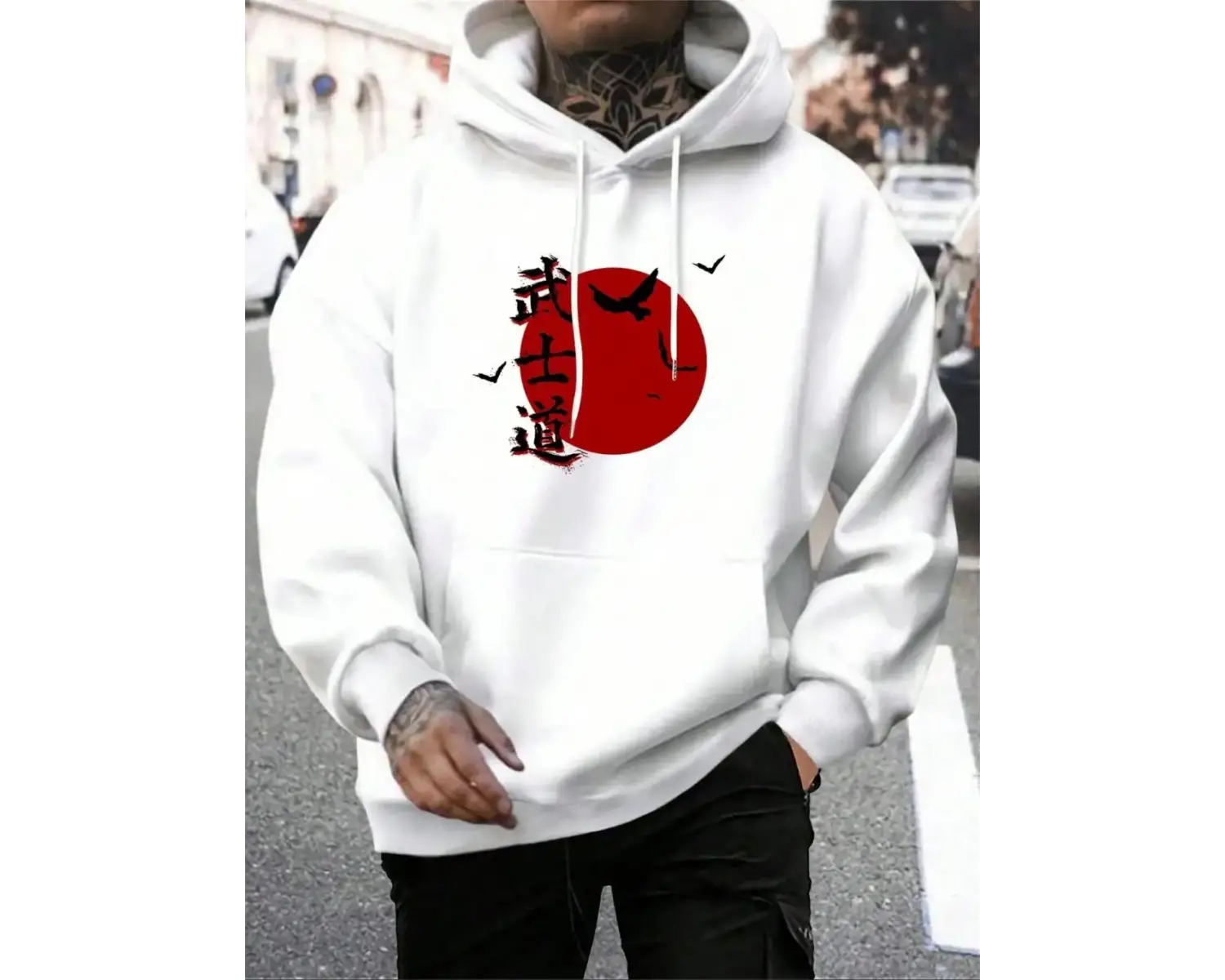Japon Karikatür Baskı Erkekler Hoody O-Boyun Tüm Maç Gevşek Kazak Moda Polar Temel Günlük Hoo