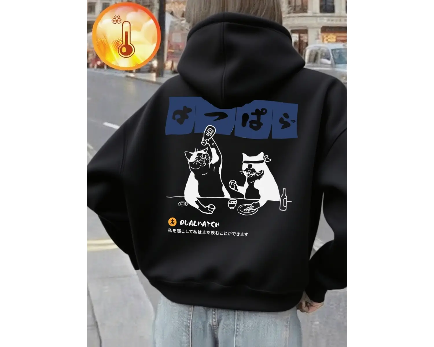 Japon Retro Kedi Baskılı Kapüşonlular Bayanlar Kış Polar Sıcak Tişörtü Gevşek Cep Kazaklar Ra