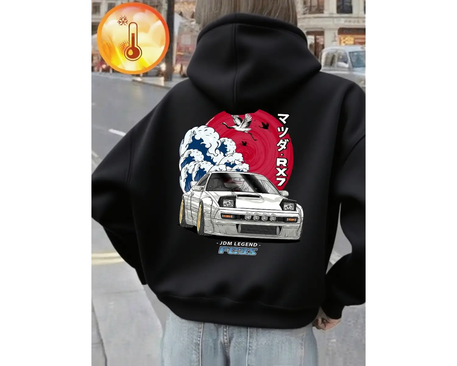 Japon Yerli Pazar Baskılı Kapüşonlu Üstler Kadınlar İçin Basit Bol Sweatshirtler Kışlık Polar