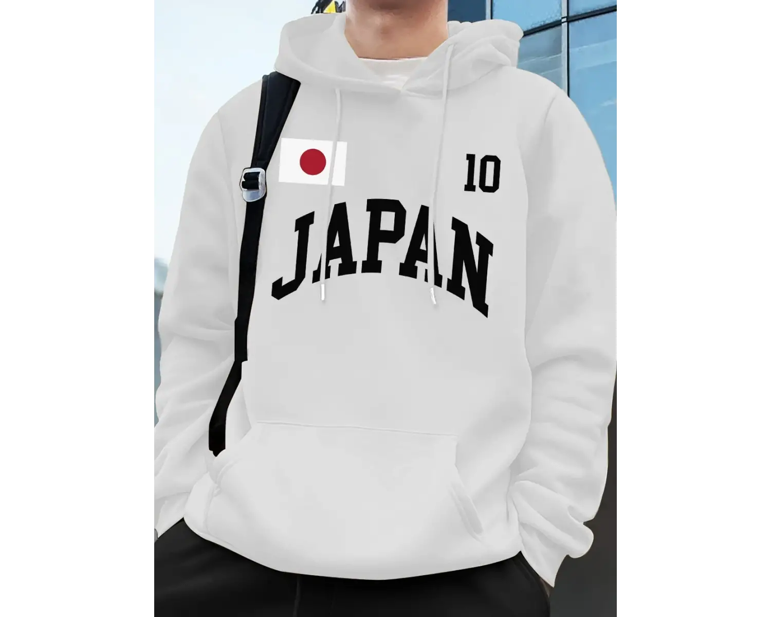 Japonya Bayrağı Mektup Baskı Kapüşonlular Erkekler Koşu Cep Tişörtü Sportif Gevşek Kazaklar K