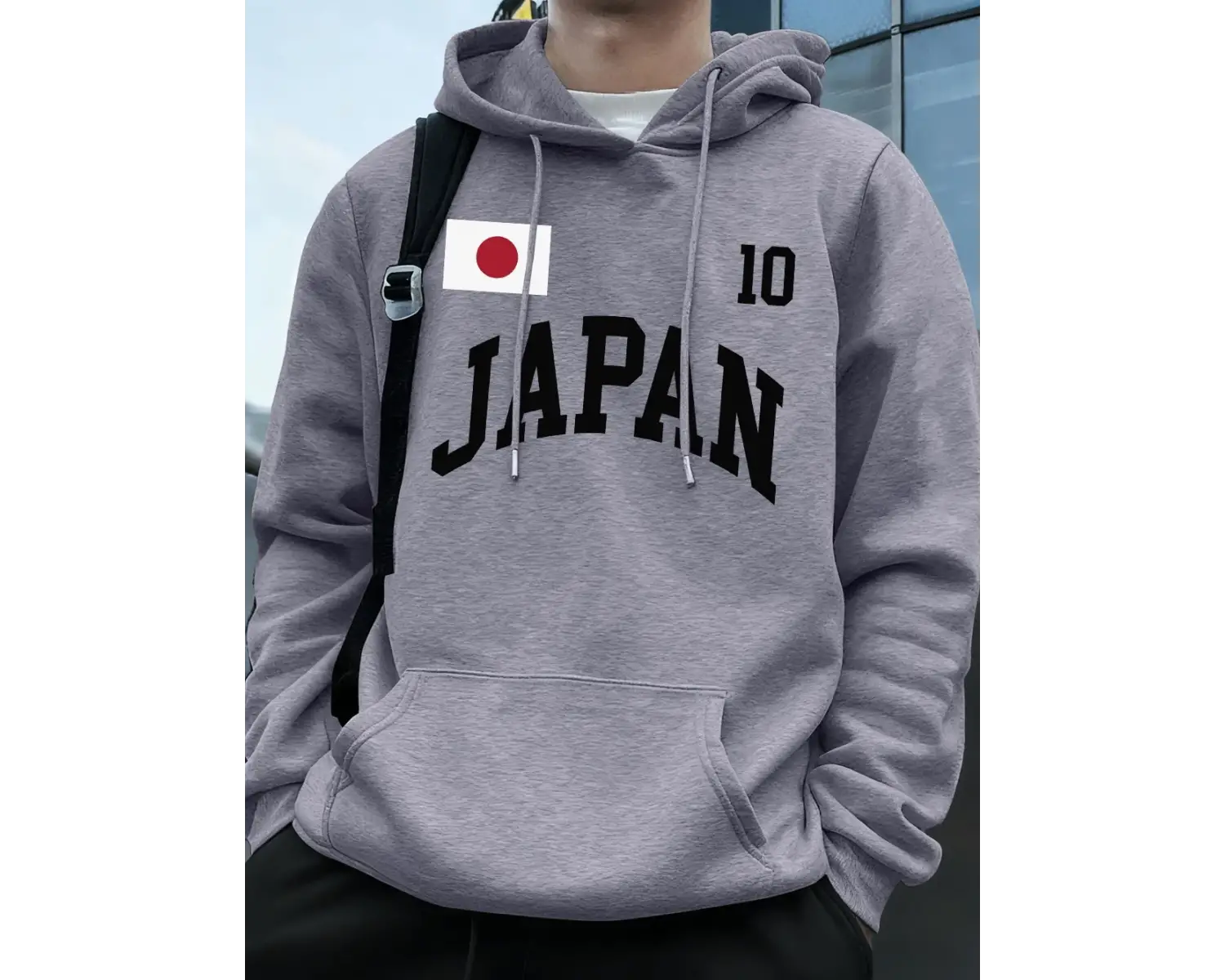 Japonya Bayrağı Mektup Baskı Kapüşonlular Erkekler Koşu Cep Tişörtü Sportif Gevşek Kazaklar K