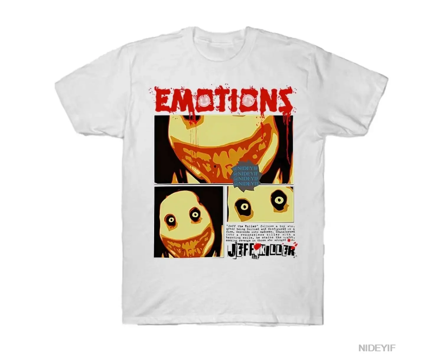 Jeff The Killer Creepypasta Erkek Kadın Tişörtü %100 Pamuklu Tişörtler Kısa Kollu Üstler J105