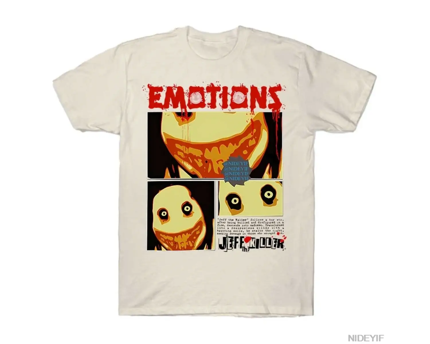 Jeff The Killer Creepypasta Erkek Kadın Tişörtü %100 Pamuklu Tişörtler Kısa Kollu Üstler J105