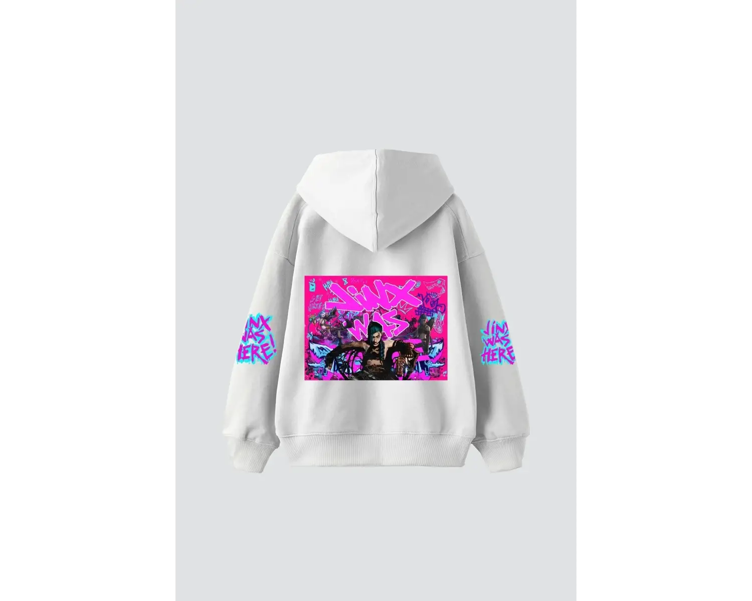 Jinx Arcane Baskılı Oversize Unisex Beyaz