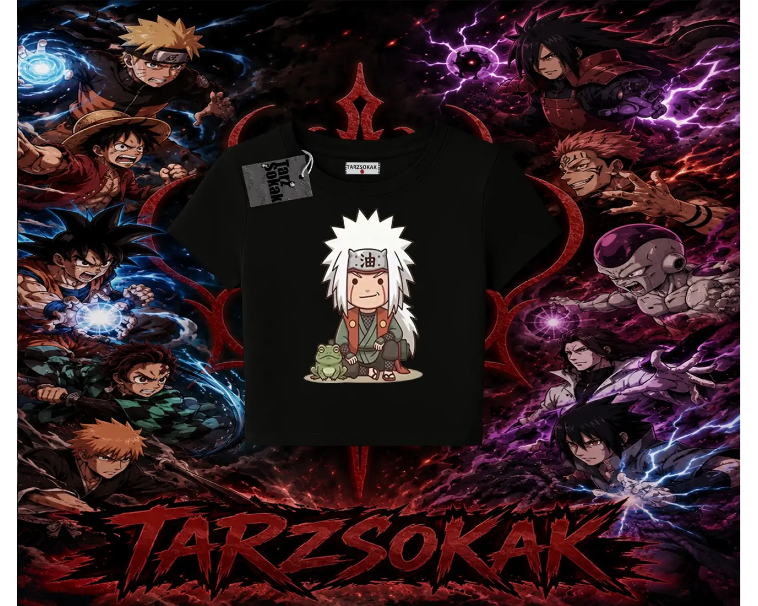 Jiraiya Naruto Anime Karakteri Kadın Baby Tee Beyaz