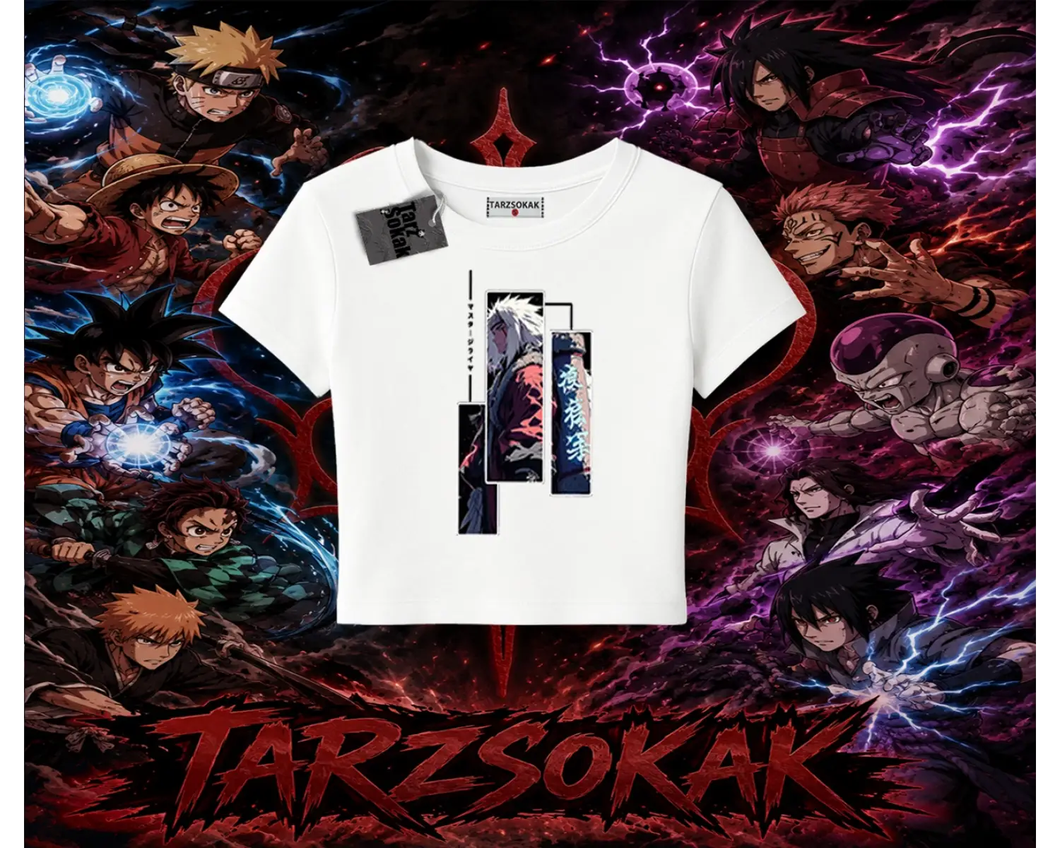 Jiraiya Naruto Anime Karakteri Kadın Baby Tee Beyaz