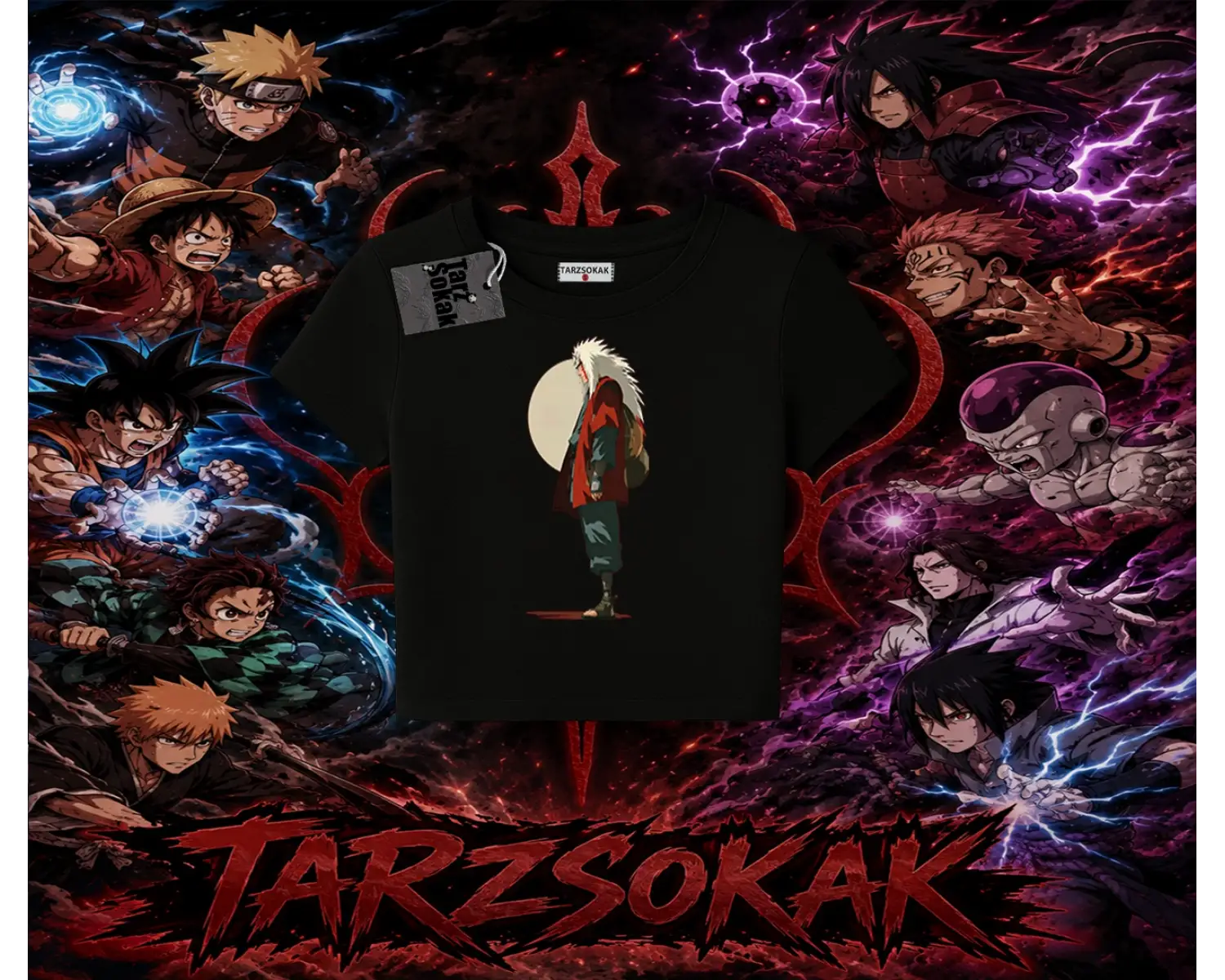Jiraiya Naruto Anime Karakteri Kadın Baby Tee Beyaz