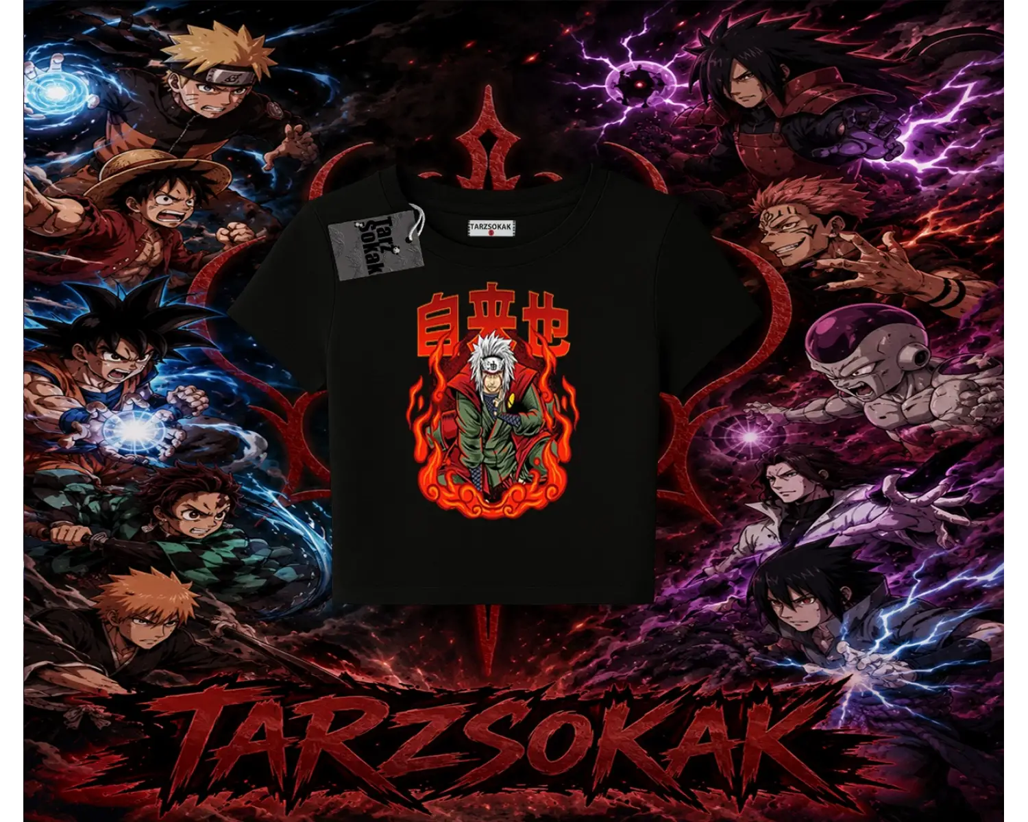 Jiraiya Naruto Anime Karakteri Kadın Baby Tee Beyaz