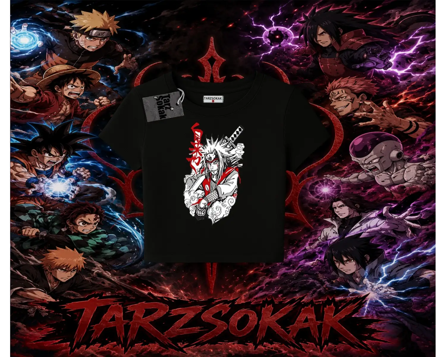 Jiraiya Naruto Anime Karakteri Kadın Baby Tee Beyaz