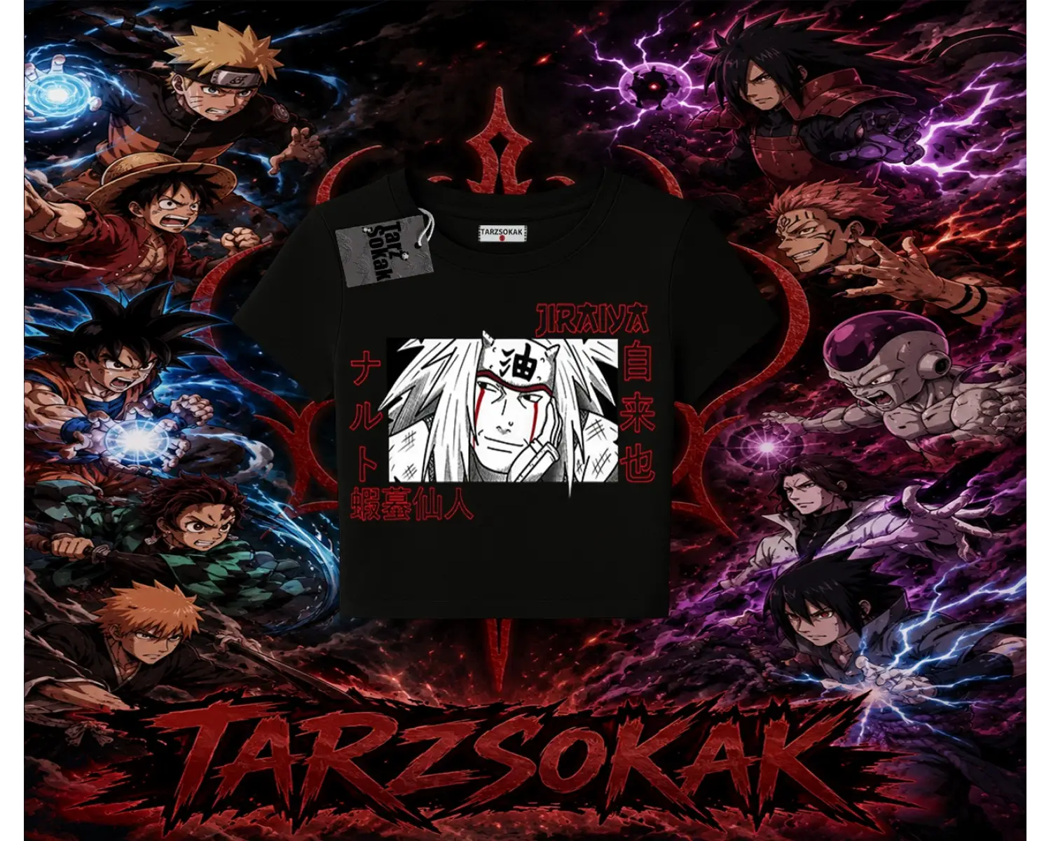 Jiraiya Naruto Anime Karakteri Kadın Baby Tee Beyaz