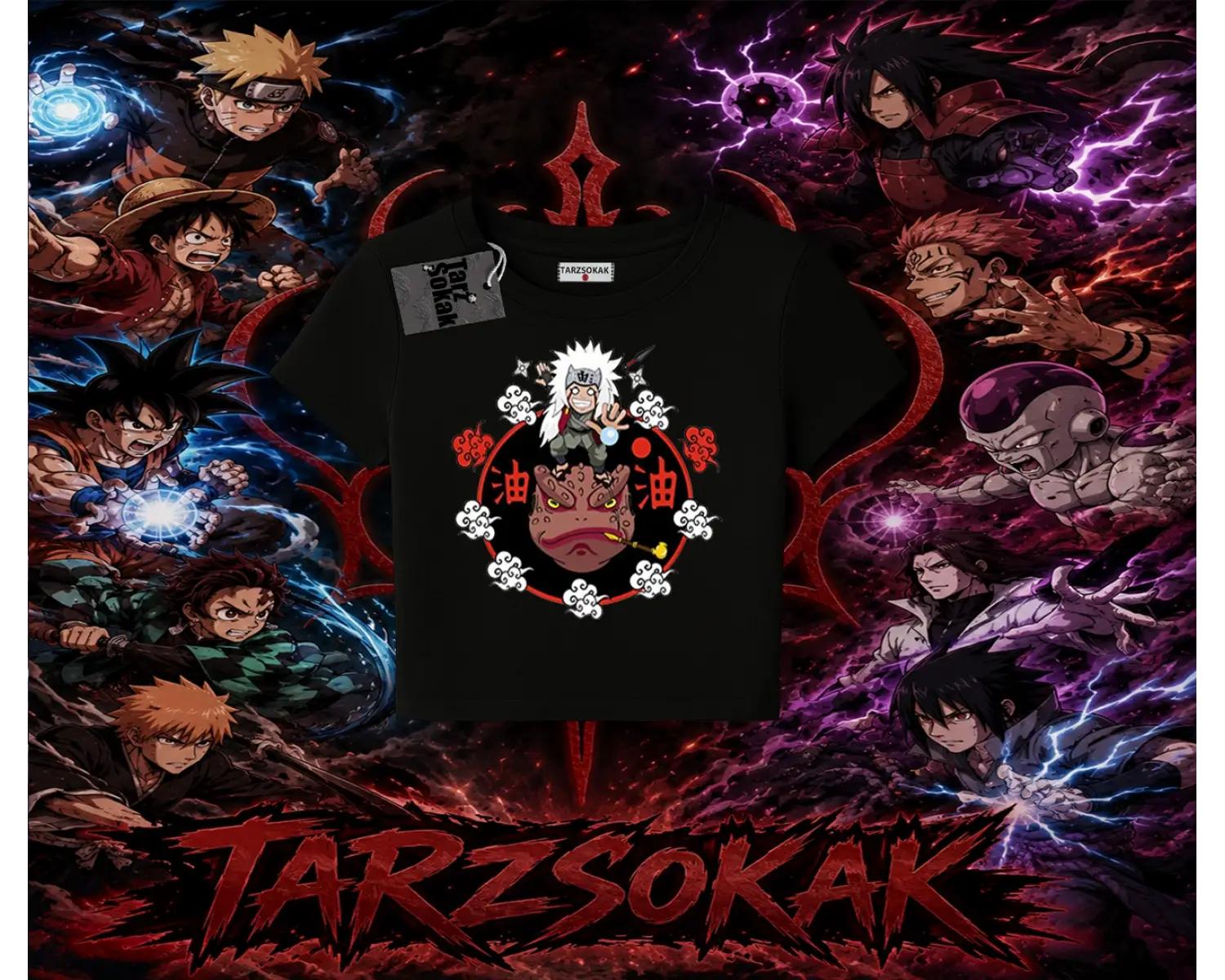 Jiraiya Naruto Anime Karakteri Kadın Baby Tee Beyaz