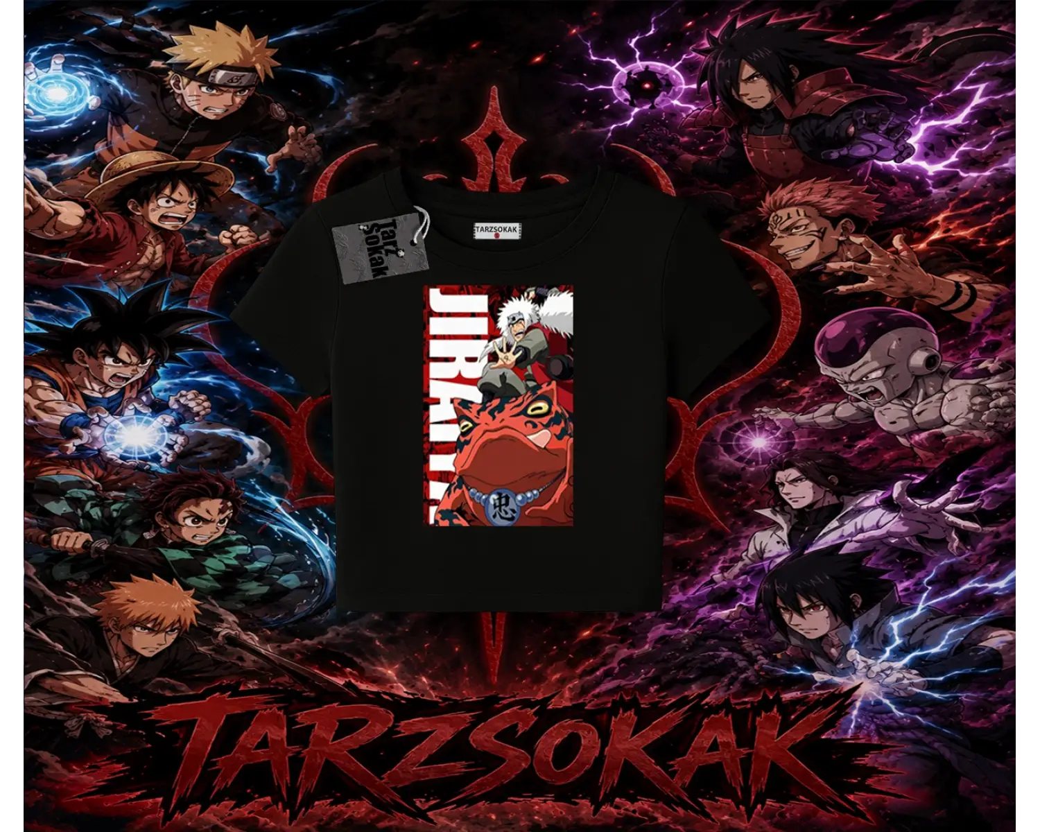 Jiraiya Naruto Anime Karakteri Kadın Baby Tee Beyaz