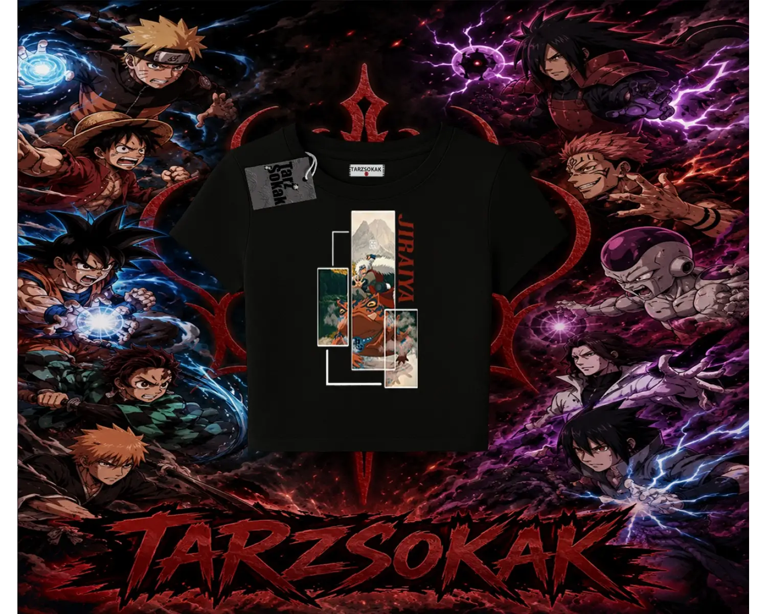 Jiraiya Naruto Anime Karakteri Kadın Baby Tee Beyaz