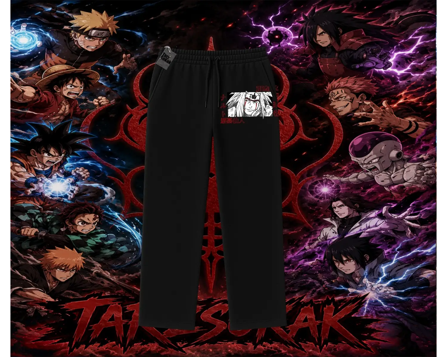 Jiraiya Naruto Anime Karakteri Unisex Baggy Eşofman Altı Beyaz