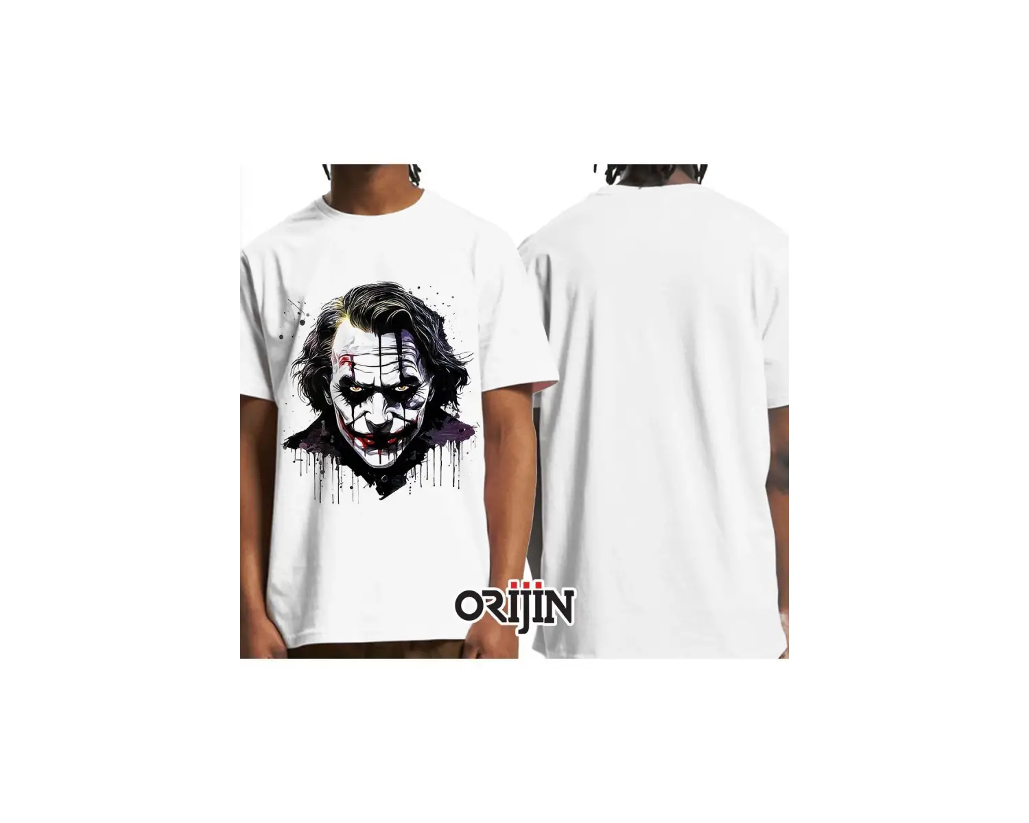 Joker Face Baskılı Unisex Beyaz