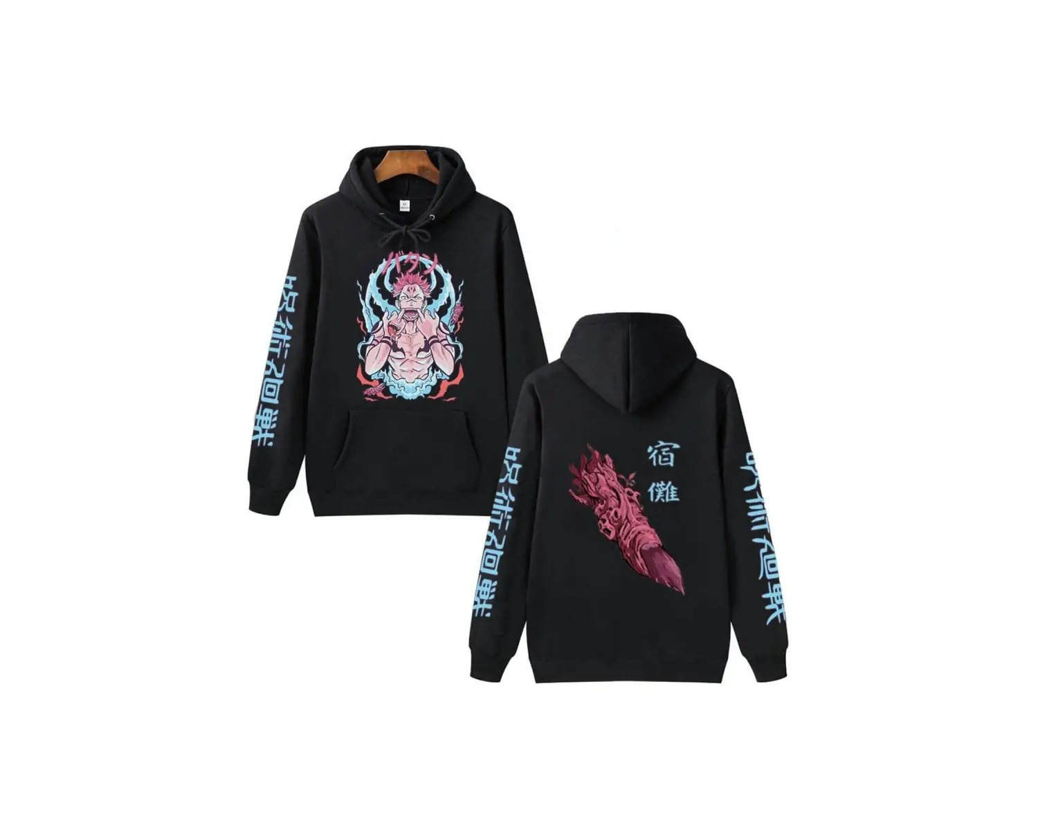 Jujutsu Kaisen Ryomen Sukuna Kapşonlu Hoodie 14589 Siyah