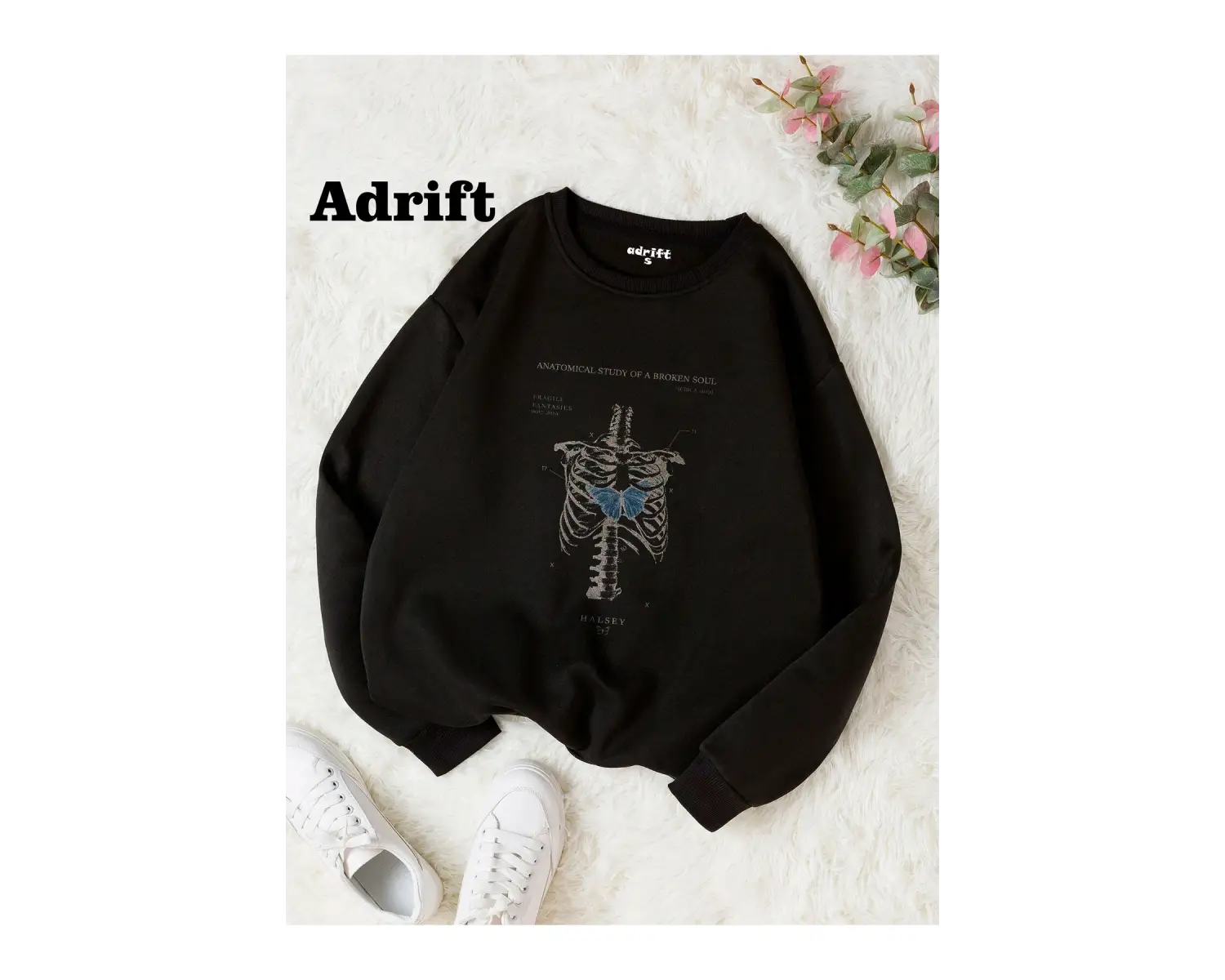 Kaburga Kalp Köstebek Sokak Trend Tasarım Harajuku/Gotik Siyah