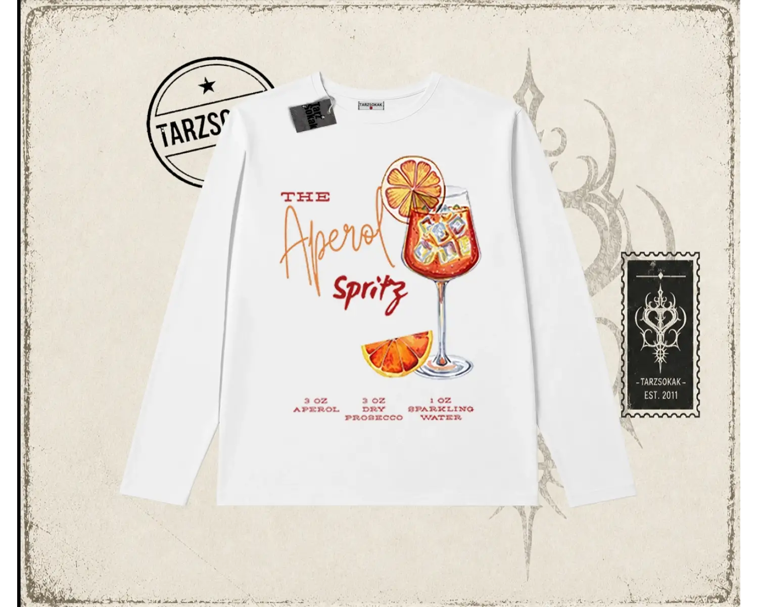 Kadın Aperol Spiritz Biskilet Yaka  Long Sleeve Beyaz